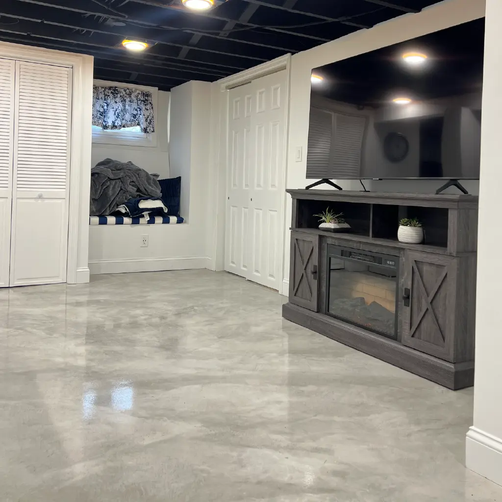 Modern basement flooring offering durability and moisture resistance